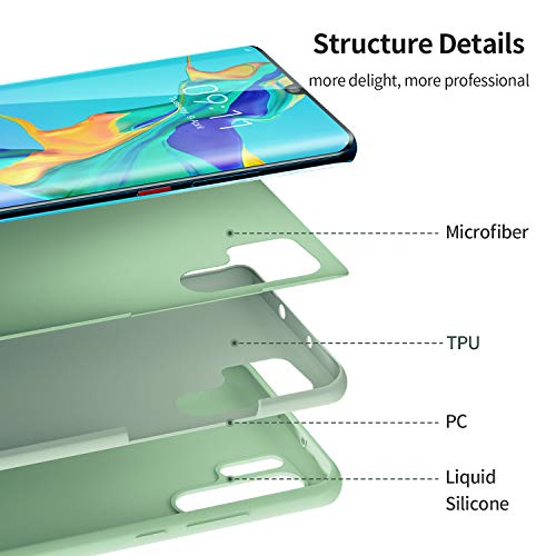 SmartDevil Funda para Huawei P30 Pro [Ultrathin], [Totalmente Protectora] Funda de Goma de Gel de Silicona Líquida a Prueba de Golpes Suave Microfibra Funda para Huawei P30 Pro-Verde Claro