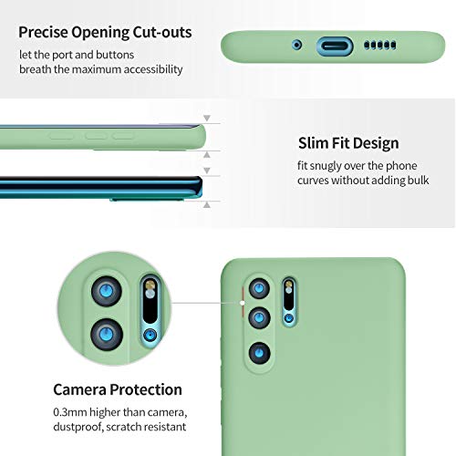 SmartDevil Funda para Huawei P30 Pro [Ultrathin], [Totalmente Protectora] Funda de Goma de Gel de Silicona Líquida a Prueba de Golpes Suave Microfibra Funda para Huawei P30 Pro-Verde Claro