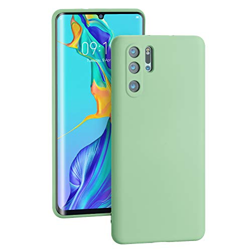 SmartDevil Funda para Huawei P30 Pro [Ultrathin], [Totalmente Protectora] Funda de Goma de Gel de Silicona Líquida a Prueba de Golpes Suave Microfibra Funda para Huawei P30 Pro-Verde Claro