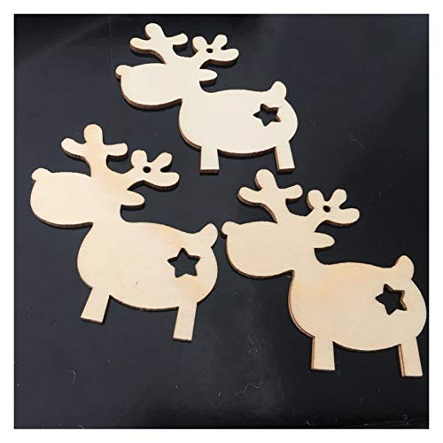 SMchwbc 10pcs inacabados Ciervos de Madera Etiquetas Ornamentos de Navidad for la decoración de Navidad y la artesanía