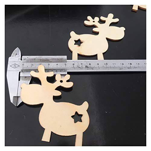 SMchwbc 10pcs inacabados Ciervos de Madera Etiquetas Ornamentos de Navidad for la decoración de Navidad y la artesanía