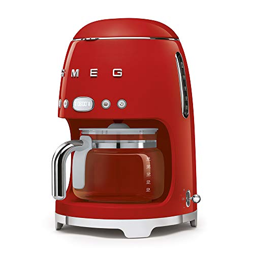 Smeg DCF02RDEU cafetera espresso, 1050 W, 1.4 litros, De plástico, Acero Inoxidable, Rojo