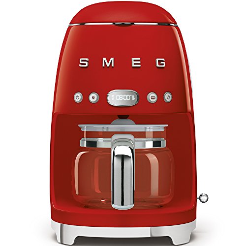 Smeg DCF02RDEU cafetera espresso, 1050 W, 1.4 litros, De plástico, Acero Inoxidable, Rojo