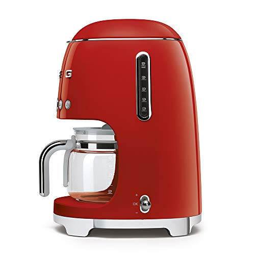 Smeg DCF02RDEU cafetera espresso, 1050 W, 1.4 litros, De plástico, Acero Inoxidable, Rojo