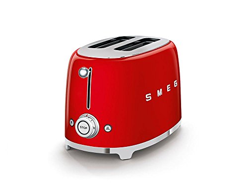 SMEG TSF01 - Tostadora para 2 rebanadas rojo/lacado/6 niveles de tostado/31x19,5x19,8cm