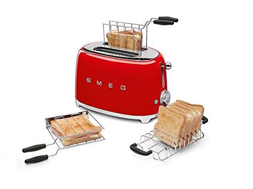 SMEG TSF01 - Tostadora para 2 rebanadas rojo/lacado/6 niveles de tostado/31x19,5x19,8cm