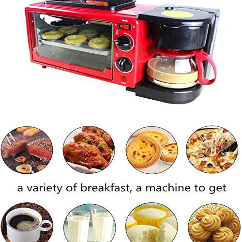 SMGLJJ Horno Tostador for 4 rebanadas, Tres-en-uno con tostadora función Multi-Ajustes eléctricos Bake-Broil, Natural Convectiono Hacer Máquina de café Comida de Barbacoa