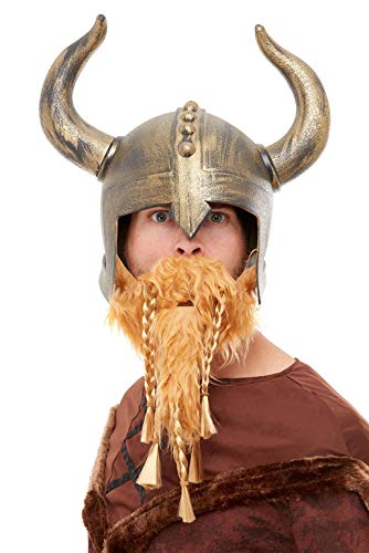 Smiffys Viking Helmet Casco, color dorado, (50730)