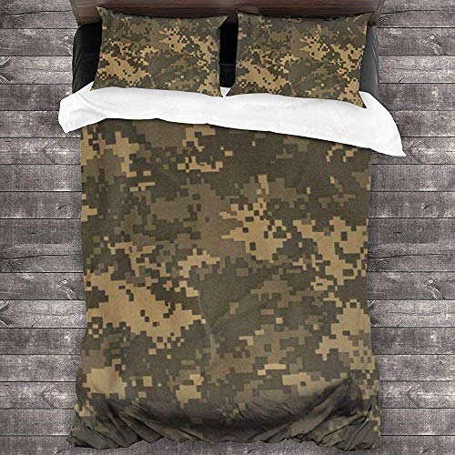 Snbin Funda nórdica War Military Army Green Camouflage Juego de Cama de 3 Piezas con Cierre de Cremallera 2 Fundas de Almohada para la Cama o la habitación de Invitados Juego de Funda nórdica