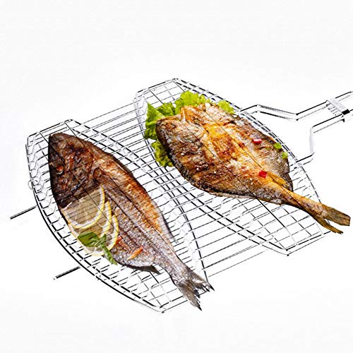 SNIIA Parrillas para Barbacoas De Acero Inoxidable Portátiles Parrillas De Acampada Aire Libre Parrillas para Teppanyaki Ideal para Pescado Verduras Carne 40,5 X 68 Cm gorgeously