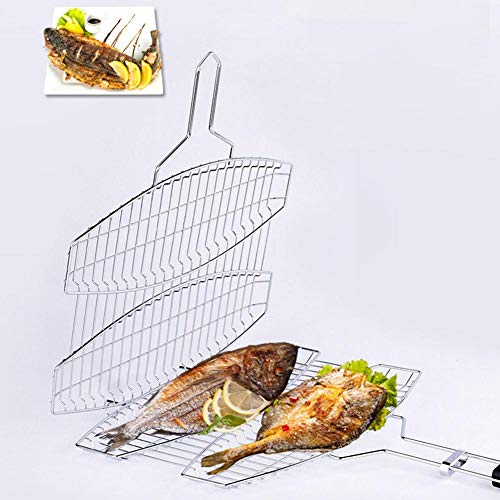 SNIIA Parrillas para Barbacoas De Acero Inoxidable Portátiles Parrillas De Acampada Aire Libre Parrillas para Teppanyaki Ideal para Pescado Verduras Carne 40,5 X 68 Cm gorgeously