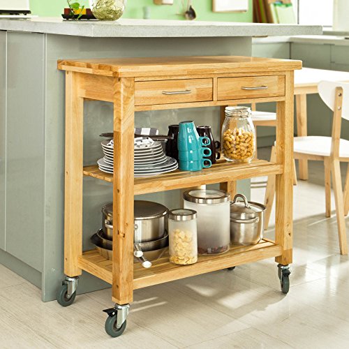 SoBuy® Carrito de server, Estantería de cocina, Carro de cocina,FKW24-N (naturaleza /80 * 40 * 90cm),ES