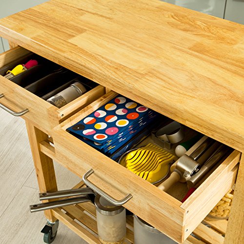 SoBuy® Carrito de server, Estantería de cocina, Carro de cocina,FKW24-N (naturaleza /80 * 40 * 90cm),ES