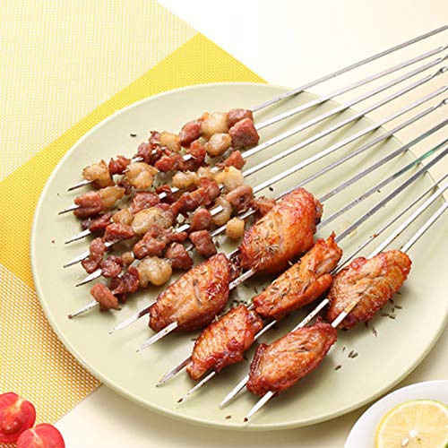 SODIAL 20Pcs Utensilios para Barbacoa Signo de Barbacoa de Acero Inoxidable 304 Pinchos de Cordero Signo de Hierro Aguja de Asar Signo Plano Pinchos Asados