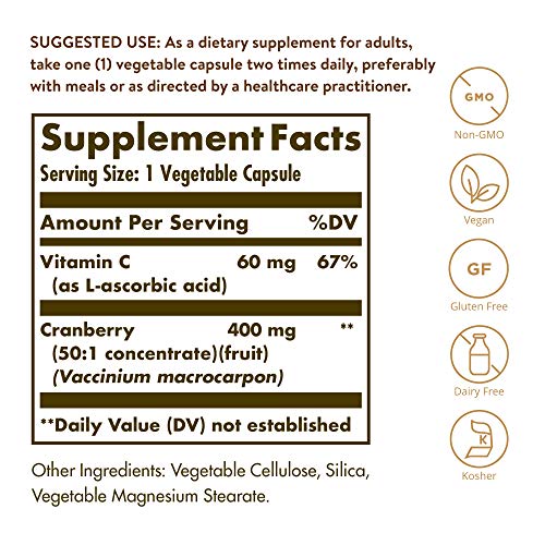 Solgar® Arándano Rojo con Vitamina C para el tracto genitourinario y como antioxidante - 60 cápsulas Vegetales