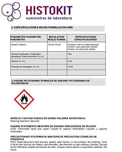 Solución Hidroalcohólica 5 litros 70% vol. HIDROALCOHÓLICO. Para manos y superficies, rellenar dosificadores y pulverizar