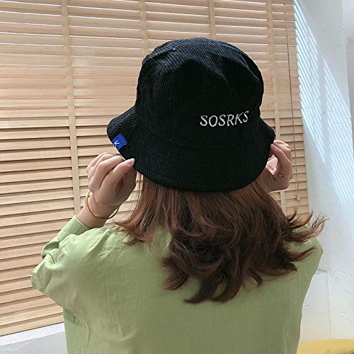 Sombrero De Copa Sombrero De Cubo con Bordado De Letras Unisex para Hombres, Mujeres, Pana, Hip Hop, Sombrero De Pescador, Sombrero De Panamá para Adultos, Amantes, Gorra Plana-Fisherman_Hat_Blac