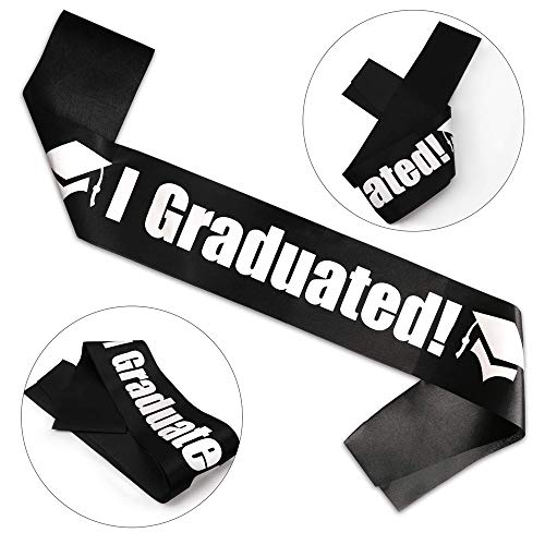 Sombrero Graduación, Sombrero Graduación Maestro, Cinturón I Graduate!, Decoración para Ceremonia Graduación Universitaria, Negro, Unisex, Tamaño Ajustable