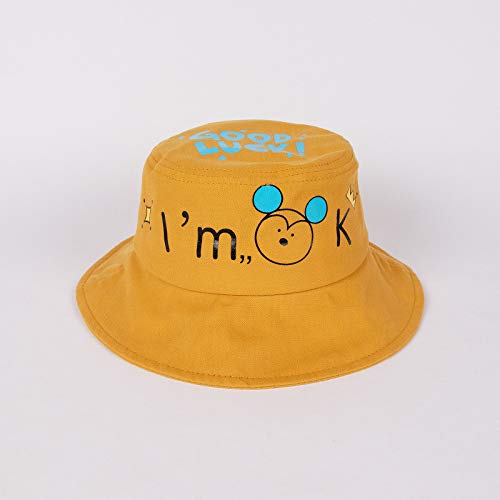 Sombrero para niños Nueva versión Coreana de Sombrero de bebé de algodón Puro impresión de Letras Graffiti Mouse Tendencia Sombrero de Pescador de ala Grande