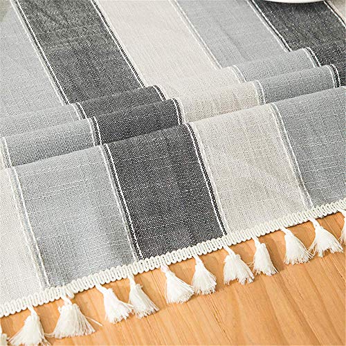 SONGHJ Mantel Decorativo de Rayas de Lino con Borla Impermeable Resistente al Aceite Grueso Rectangular Boda Mesa de Comedor Cubierta Paño de Mesa de té B 140x160cm