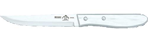 Sonpó Online - Cuchillo de mesa con mango de Plástico Nácar Blanco, de 11 cm. - 1,5 mm de espesor. Pack de 6 piezas, con hojas de acero inoxidable