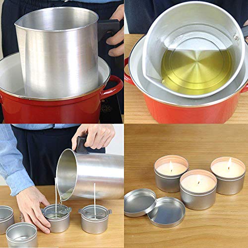 SOOTOP Crisol de Velas Taza de Fusión de Cera de Aluminio para Bricolaje Crisol de Cera para Hacer Velas Olla para Verter para El Hogar Tienda de Velas de Bricolaje para Hacer Velas Y