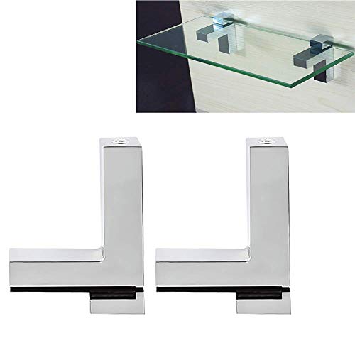 Soporte Ajustable para Estante de Madera y Cristal, Tiberham Soporte de Vidrio Montado en la Pared de Aleación de Zinc Cromo Pulido para Estante de 3 a 30 mm de Grosor