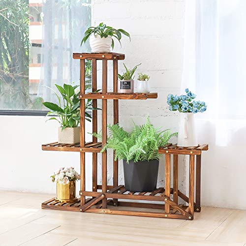 Soporte de Madera para Flores Estantería Decorativa de Macetas Plantas para Exterior Interior con 6 estantes 96×95×25cm