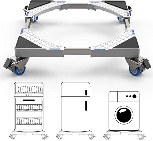 Soporte Lavadora DEWEL Base Lavadora Ajustable 44.8-69cm con 4 Ruedas de 360°sin Ruido Antideslizante de Acero Inoxidable