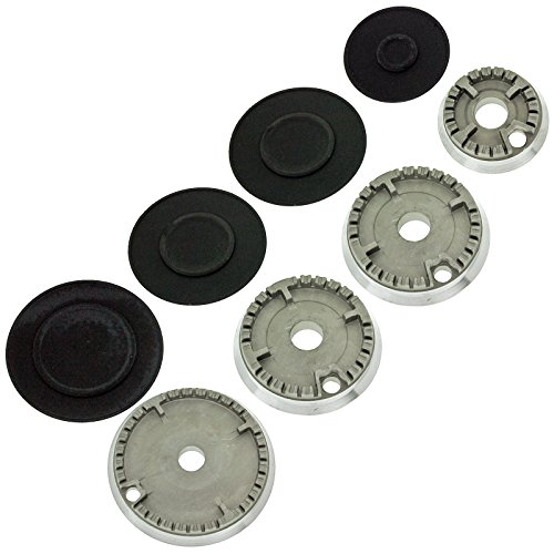 Spares2go quemador de Gas de la corona y la llama de la tapa para horno Miele para placa de cocina (pequeños, 2 medianos y grandes)