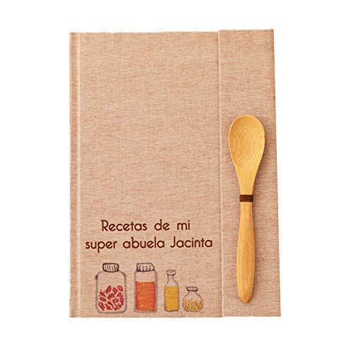 Sphinge - Recetario en blanco personalizado | Libro de recetas de cocina para escribir tapa dura A5 | Índice y cucharita de bambú | Español català euskera galego inglés | Encuadernación artesanal