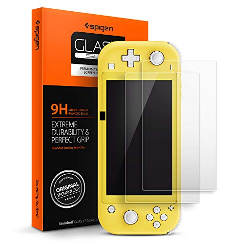 Spigen, 2 Pack, Protector Pantalla Nintendo Switch Lite, Glas. tR Slim, Dureza 9H, Anti-Arañazos, Anti-Huellas Dartilares (AGL00219)