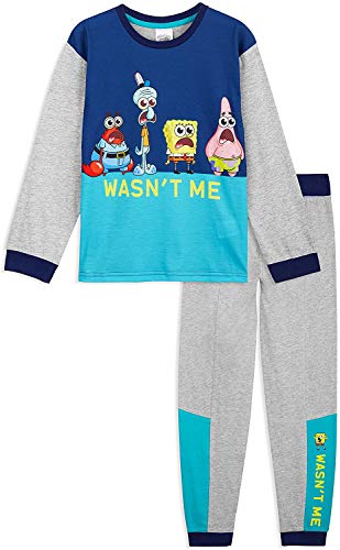 Spongebob Squarepants Pijama Niño, Bob Esponja Pijamas Niños, Conjunto 2 Piezas Camiseta Manga Larga y Pantalones, Regalos para Niños y Adolescentes (11-12 años)