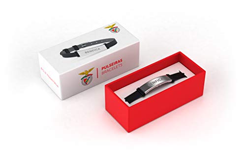 Sport Lisboa e Benfica Pulseira Fashion Preta Ajustável para Homem, Mulher e Criança | Pulseira de Silicone y Aço Inoxidable | Apoie o Benfica com um Produto Oficial | SLB