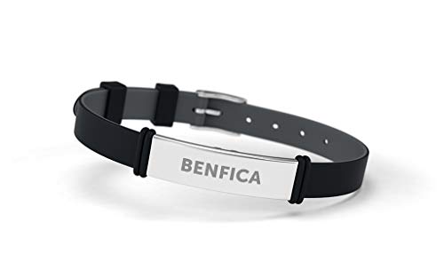 Sport Lisboa e Benfica Pulseira Fashion Preta Ajustável para Homem, Mulher e Criança | Pulseira de Silicone y Aço Inoxidable | Apoie o Benfica com um Produto Oficial | SLB