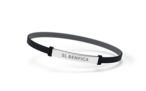 Sport Lisboa e Benfica Pulseira Fashion Preta Júnior para Mulher e Criança | Pulseira de Silicone y Aço Inoxidable | Apoie o Benfica com um Produto Oficial | SLB