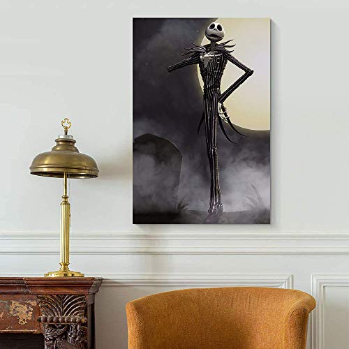 SSKJTC - Cuadro decorativo para pared, diseño de Jack Skellington con texto en inglés "La pesadilla antes de Navidad y el canto guapo enmarcado para decoración del hogar, 30 x 40,6 cm