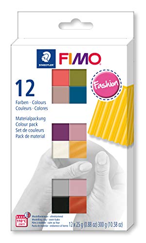 STAEDTLER-8023 C12-5ST Pasta de modelar de endurecimiento al horno, Color fashion-farben, 12 Halbblöcke (8023 C12-5) , color/modelo surtido