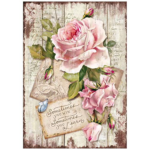 Stamperia Papel de arroz Sweet time rose, 21 x 29.7 cm, Multicolor