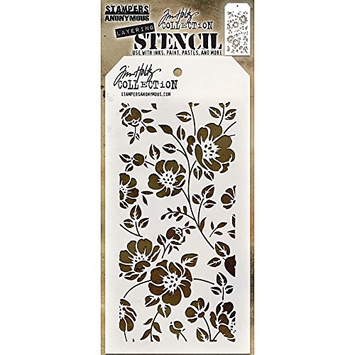 Stampers Anonymous Tim Holtz – Plantilla para estarcir, diseño de Flores, Transparente