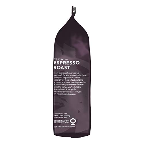 Starbucks 12411370 Espresso Dark Roast Café de Grano Entero de Tostado Intenso, 6 x Bolsa de 200g