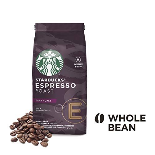 Starbucks 12411370 Espresso Dark Roast Café de Grano Entero de Tostado Intenso, 6 x Bolsa de 200g