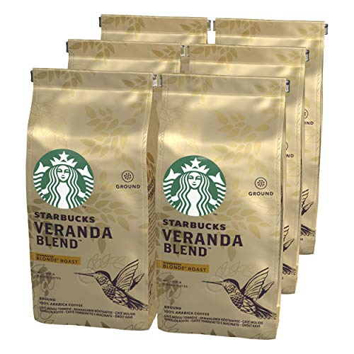 Starbucks VERANDA BLEND Café molido de tostado suave, 6 x bolsa de 200g