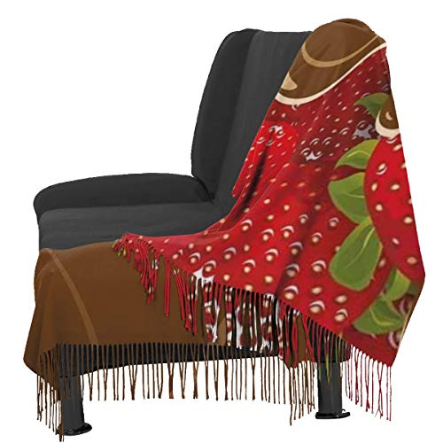 Starodec Pashmina Borla Bufanda Fresas con chocolate derretido Confitería Delicias de frutas Arte de la comida Chal Mantón de Invierno