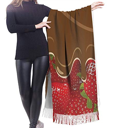 Starodec Pashmina Borla Bufanda Fresas con chocolate derretido Confitería Delicias de frutas Arte de la comida Chal Mantón de Invierno