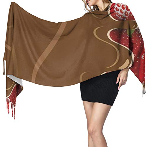 Starodec Pashmina Borla Bufanda Fresas con chocolate derretido Confitería Delicias de frutas Arte de la comida Chal Mantón de Invierno