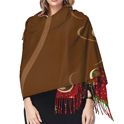 Starodec Pashmina Borla Bufanda Fresas con chocolate derretido Confitería Delicias de frutas Arte de la comida Chal Mantón de Invierno