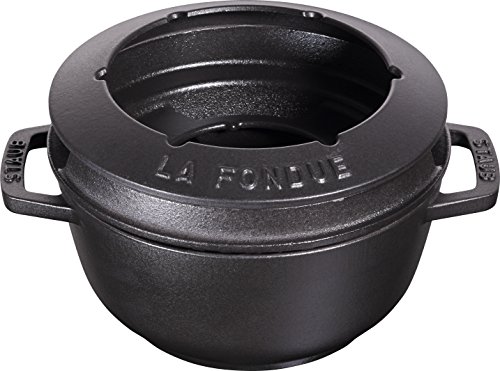 STAUB 40511 – 971 – 0 Servicio de Fondue de Hierro Fundido Negro Mate 24,3 x 18,7 x 10 cm