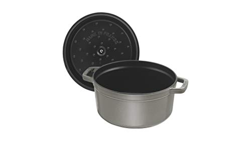 STAUB Cocotte Redonda con Cesta Vapor, Hierro Fundido, Gris Grafito, 26 cm