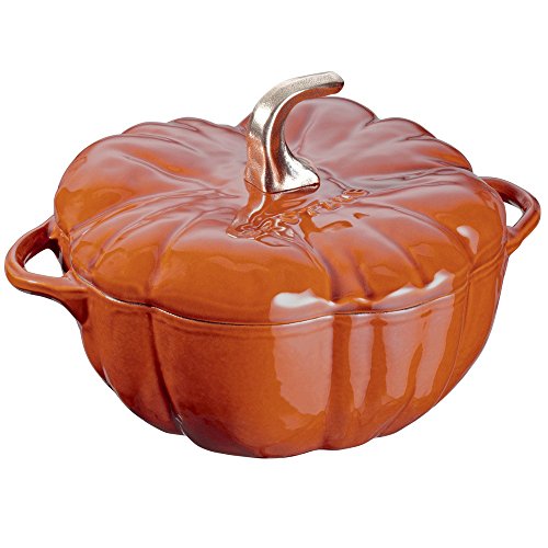 Staub Pumpkin Cocotte, hierro fundido, naranja quemado, 3.5-qt